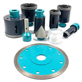 MAYTOOLS Diamantbohrkronen-Set 9-teilig Blue-Grey Edition | inkl. Diamanttrennscheibe Ø 125 mm